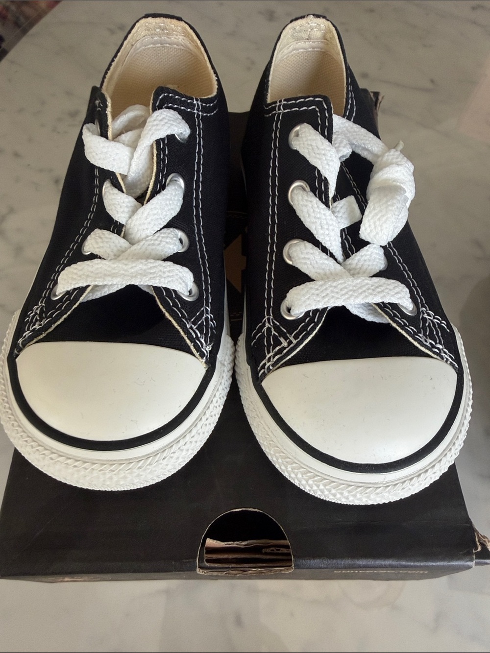 Converse Kids Black and White Low-Top Canvas Sneakers